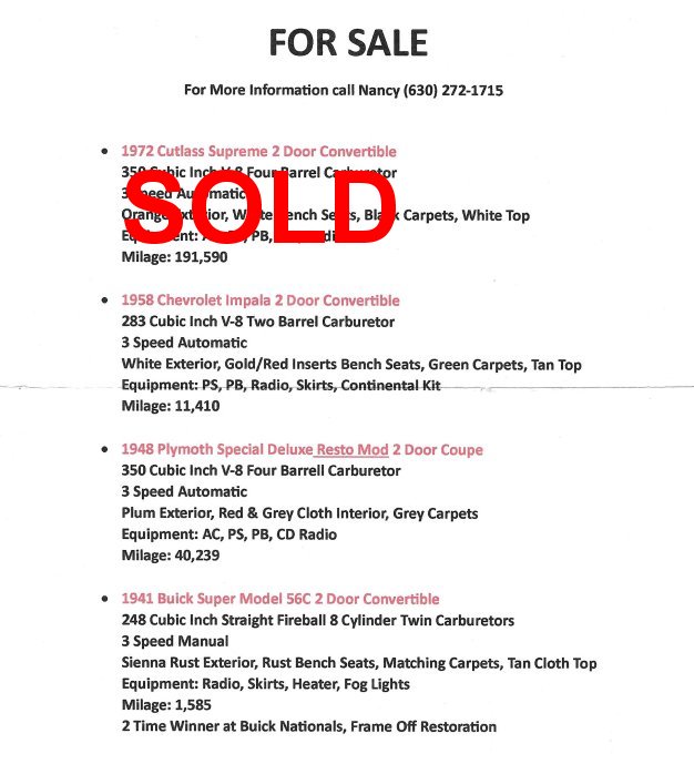 For Sale Frankfort Car Club Illinois